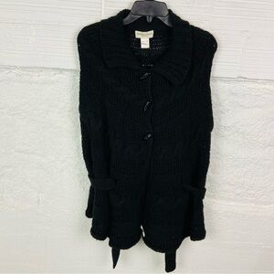 FRATELLI TALLI black knit virgin wool wrap sweater cape size one size fits all